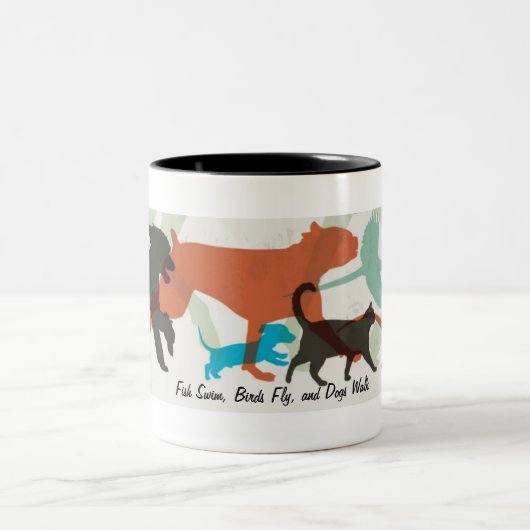 Tasse 2 Couleurs Poisson Bain Oiseaux Voler Chiens Marcher Animaux (Centre)