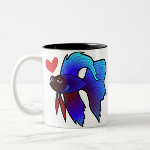 Tasse 2 Couleurs Poisson Betta / Combattant du Siam Amour