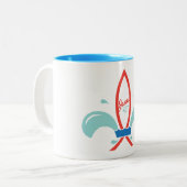 Tasse 2 Couleurs Poisson Jésus Fleur De Lis (Devant gauche)