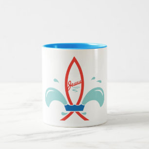 Tasse 2 Couleurs Poisson Jésus Fleur De Lis