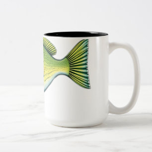 Tasse 2 Couleurs Poisson vert vif avec Motifs ondulés