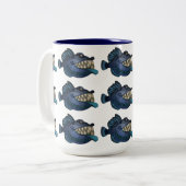 Tasse 2 Couleurs Poissons bleus de "robot" avec l'attitude (Devant gauche)