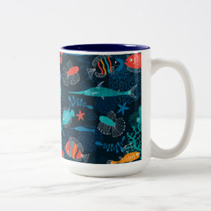 Tasse 2 Couleurs Poissons colorés dans l'océan