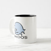 Tasse 2 Couleurs Poissons de FreeDos - bleu avec le nom (Devant gauche)