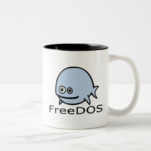 Tasse 2 Couleurs Poissons de FreeDos - bleu avec le nom (Droit)