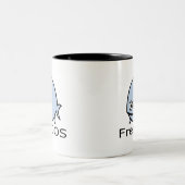 Tasse 2 Couleurs Poissons de FreeDos - bleu avec le nom (Centre)