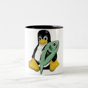 TASSE 2 COULEURS POISSONS DE PINGOUIN DE LINUX TUX