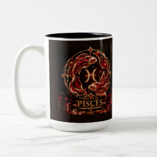 Tasse 2 Couleurs Poissons Zodiaque Rouge Luxe