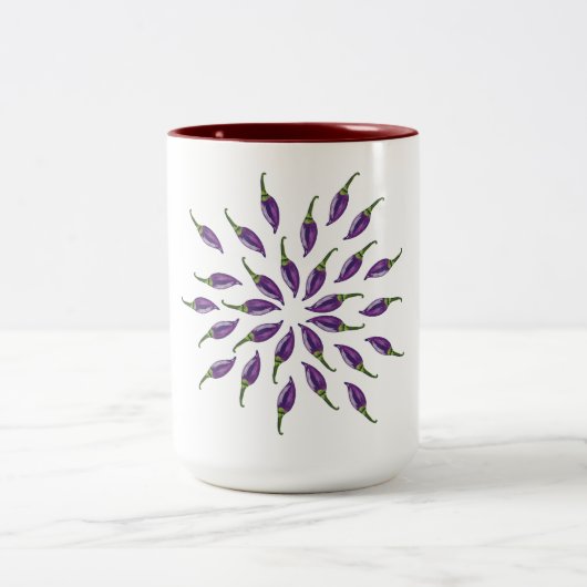 Tasse 2 Couleurs Poivpers Purple Mandala Art (Centre)