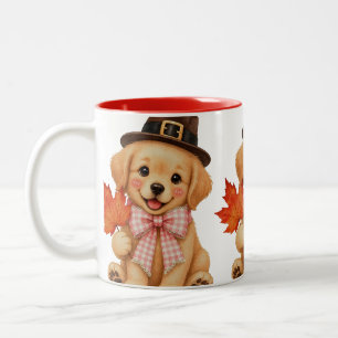 Tasse 2 Couleurs Pola à l'aquarelle chiot Retriever doré