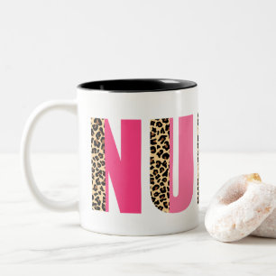 Tasse 2 Couleurs Police colorée avec Empreinte de léopard Accent Bo
