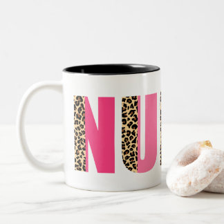 Tasse 2 Couleurs Police colorée avec Empreinte de léopard Accent Bo
