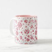 Tasse 2 Couleurs Polka Dot Dalmatie rose et blanc (Devant gauche)