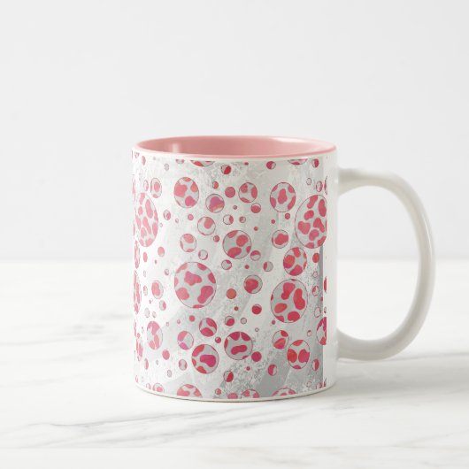 Tasse 2 Couleurs Polka Dot Dalmatie rose et blanc (Droit)