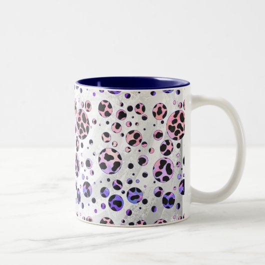 Tasse 2 Couleurs Polka noire et rose de Dalmatie Imprimer (Droit)