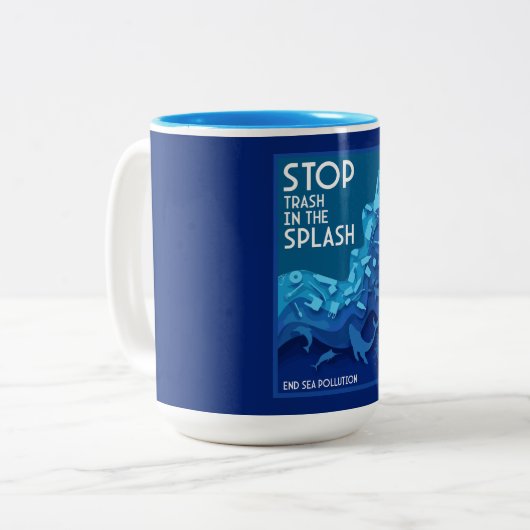 Tasse 2 Couleurs Pollution de la mer (Devant gauche)