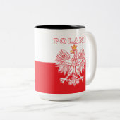 Tasse 2 Couleurs Pologne avec aigle rouge polonais (Devant droit)