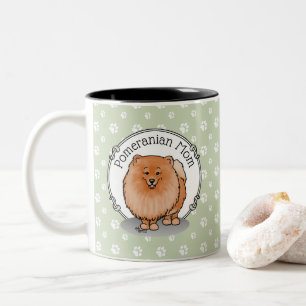 Tasse 2 Couleurs Pomeranian Maman Pom Maman (rouge orange) Mignonne