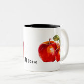 Tasse 2 Couleurs Pomme rouge personnalisée (Devant droit)