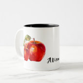 Tasse 2 Couleurs Pomme rouge personnalisée (Devant gauche)