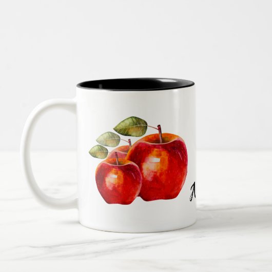Tasse 2 Couleurs Pomme rouge personnalisée (Gauche)