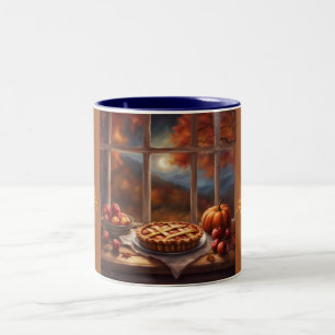 Tasse 2 Couleurs Pommes citrouilles et tarte dans la fenêtre person