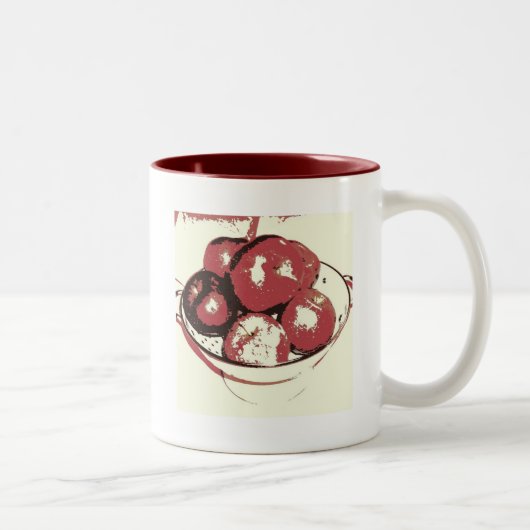 Tasse 2 Couleurs Pommes d'art pop (Droit)