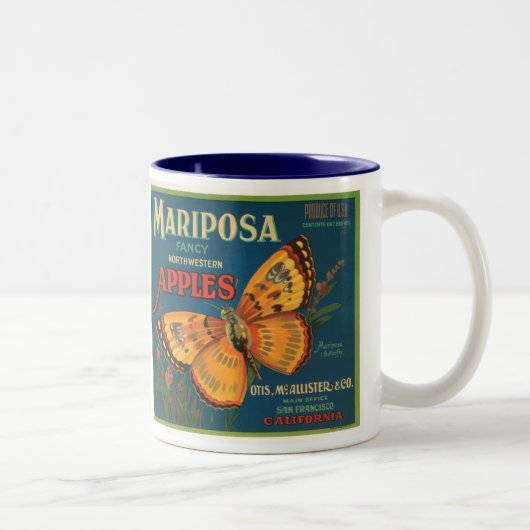 Tasse 2 Couleurs Pommes de Mariposa (Droit)