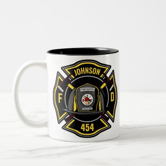 Tasse 2 Couleurs Pompier AJOUTER LE NOM L'équipe de Secourt du serv (Gauche)