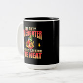 Tasse 2 Couleurs Pompier hors service Chili Fièrement à la recherch (Devant gauche)