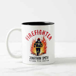 Tasse 2 Couleurs Pompier unique ou sapeur-pompier en sauvetage ince