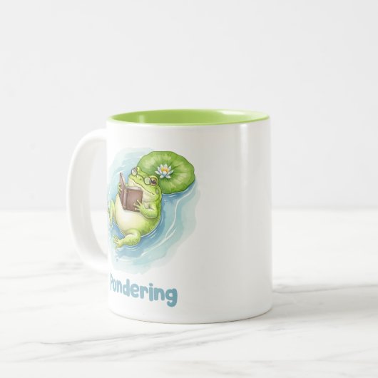 Tasse 2 Couleurs Pondering Frog Reading Book (Devant gauche)