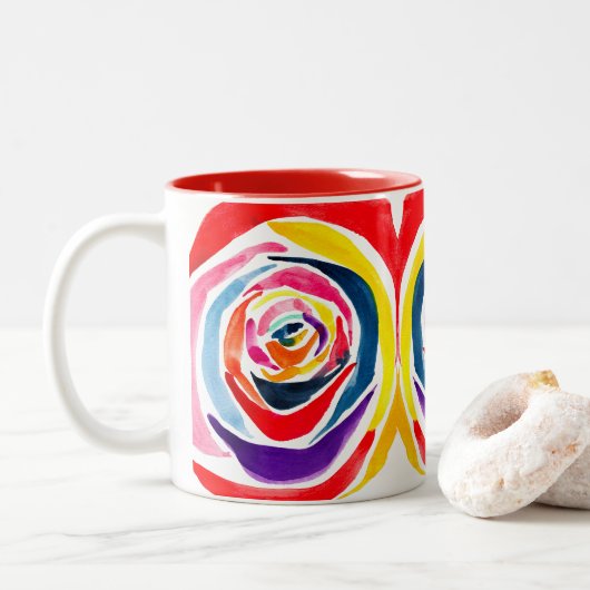 Tasse 2 Couleurs Pop aquarelle rose Abstrait (Avec donut)