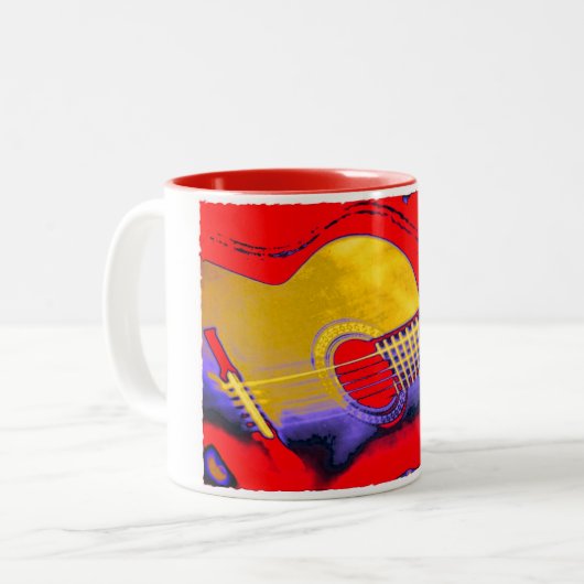 Tasse 2 Couleurs Pop Art Guitare (Devant gauche)