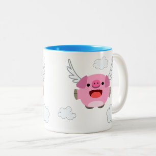 Tasse 2 Couleurs Porc mignon de bande dessinée de vol