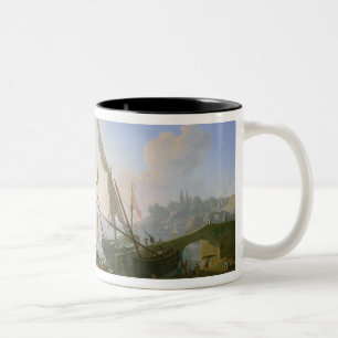 Tasse 2 Couleurs Port maritime avec le coucher du soleil