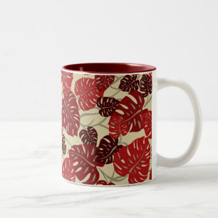 Tasse 2 Couleurs Porte-à-faux feuille de Monstera hawaïenne