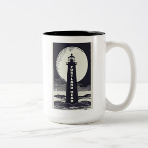 Tasse 2 Couleurs Portland Head Maine Lighthouse Moon