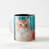 Tasse 2 Couleurs Portrait de chat (Devant gauche)