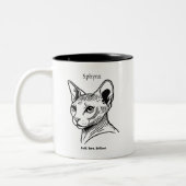Tasse 2 Couleurs Portrait de chat Sphynx (Gauche)