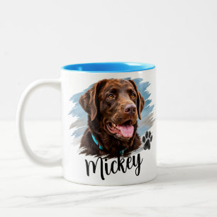 Tasse 2 Couleurs Portrait de chien personnalisé