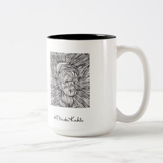Tasse 2 Couleurs Portrait de Frida Kahlo Lines (Droit)
