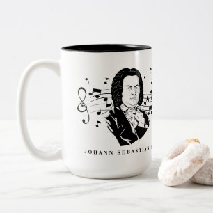 Tasse 2 Couleurs Portrait et buste de Johann Sebastian Bach avec no
