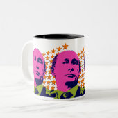 Tasse 2 Couleurs Portrait Pop Art de Poutine rose (Devant gauche)