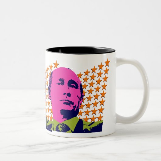Tasse 2 Couleurs Portrait Pop Art de Poutine rose (Droit)