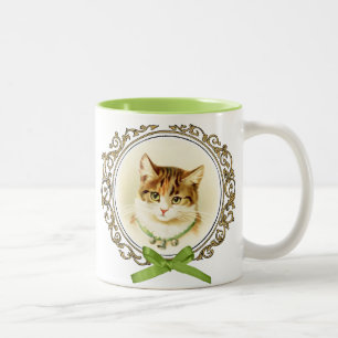 Tasse 2 Couleurs Portrait vintage doux de chat
