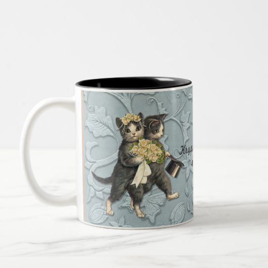 Tasse 2 Couleurs Posh Cats Mariage bleu (Gauche)