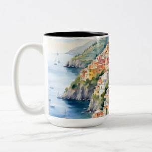 Tasse 2 Couleurs Positano : Le charme de l'aquarelle sur la côte am