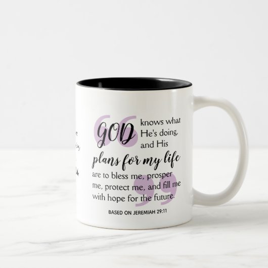 Tasse 2 Couleurs Positive Christian Affirmation DIEUX PLANS (Droit)