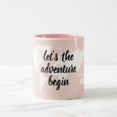 Tasse 2 Couleurs Positive rose Commençons l'aventure Carte du Monde (Centre)